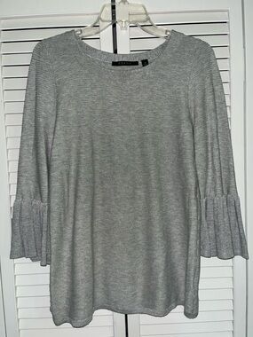 Cyrus Heather Gray Ribbed Knit Top